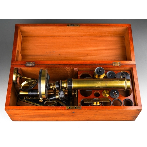 512 - A cased Beck 6745 brass microscope