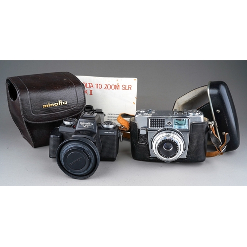 515 - Two cased film cameras, comprising a Minolta 110 Zoom SLR, with Minolta Zoom Rokkor-Macro 25-67mm 1:... 