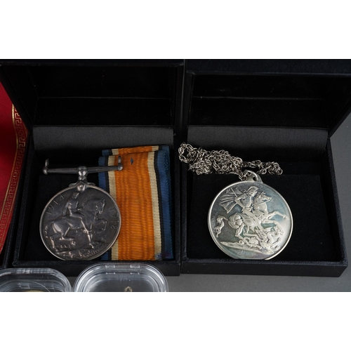 517 - WWI service medal, seconda watch, coins etc