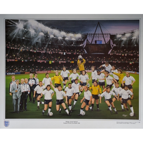 519 - Two unframed and rolled open edition football related prints, comprising Pride of the Nation - Engla... 