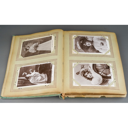 533 - Postcard Album containing approx 140 early theatre actresses all belonged to Neville Barlas C1903 on... 