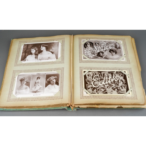 533 - Postcard Album containing approx 140 early theatre actresses all belonged to Neville Barlas C1903 on... 