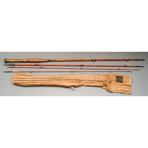 534 - An early 20th Century Wesley Richards brass bound spilt cane three piece fly fishing rod, approx 10f... 