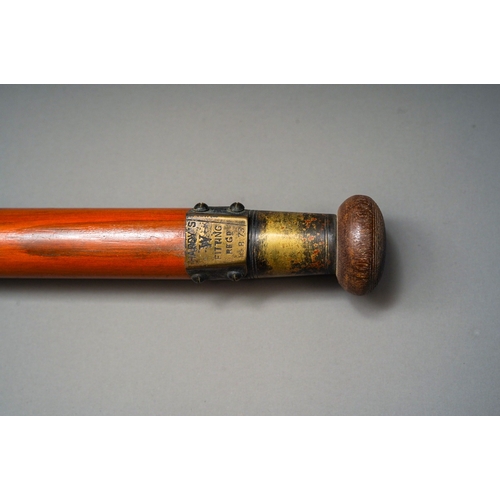 535 - An early 20th Century Wesley Richards brass bound spilt cane three piece fly fishing rod, approx 114... 