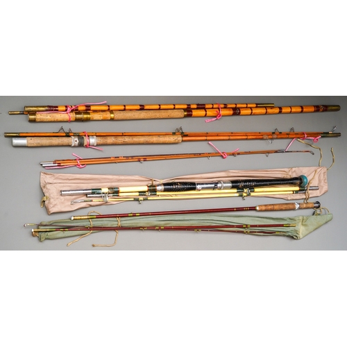 536 - Four various early 20th Century fly fishing rods, two in slip cases (4) -af