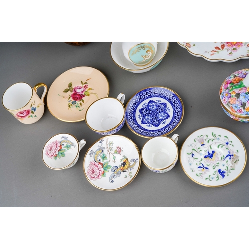 581 - A group of miniature china tea wares, etc, including a Royal Crown Derby tea for one set on tray, a ... 