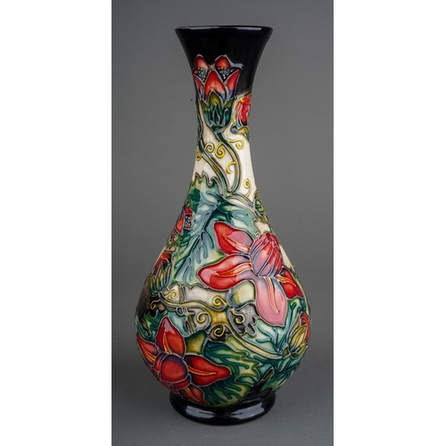 590 - A boxed Moorcroft pottery baluster vase in trial Palamata design, by Shirley Hayes, dated 12.4.99 to... 