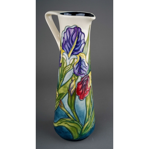 618 - A boxed Moorcroft Collectors Club conical jug decorated in an Iris design by Rachel Bishop, circa 19... 