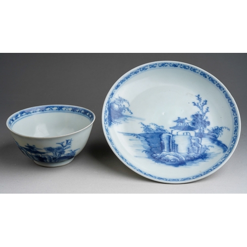 638 - A Chinese Nanking cargo blue and white tea bowl and saucer, with Christies lot labels (2) 

Provenan... 