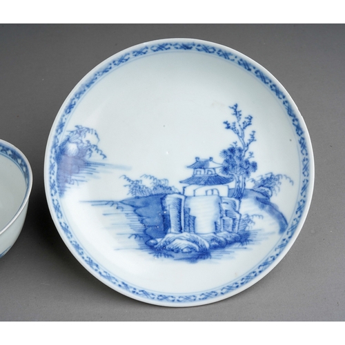 638 - A Chinese Nanking cargo blue and white tea bowl and saucer, with Christies lot labels (2) 

Provenan... 