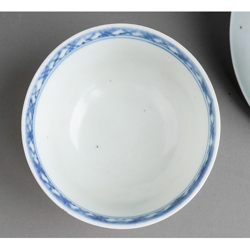 638 - A Chinese Nanking cargo blue and white tea bowl and saucer, with Christies lot labels (2) 

Provenan... 