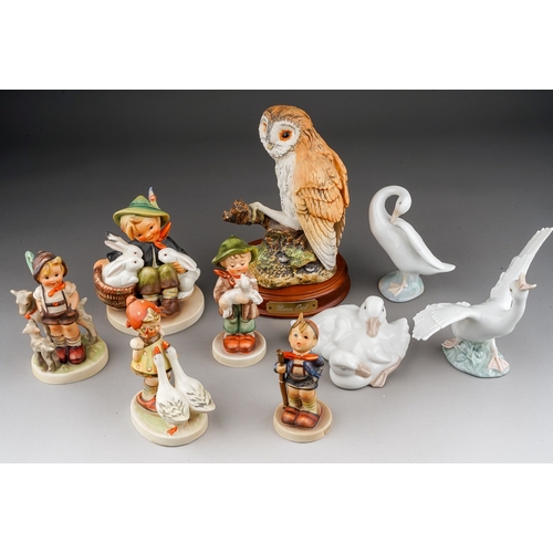 659 - A small collection of Hummel, Royal Doulton and Lladro , comprising five Hummel figures of children,... 