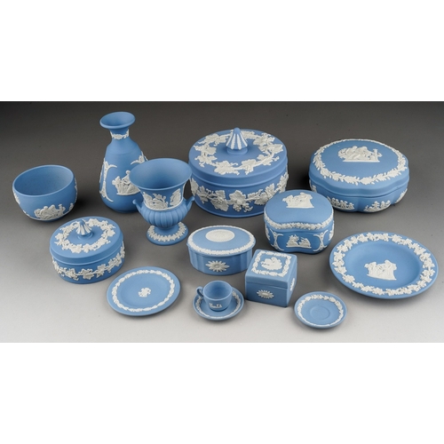 660 - A group of Wedgwood china & Jasperware & Royal Albert mugs, including fourteen pieces of pale blue j... 