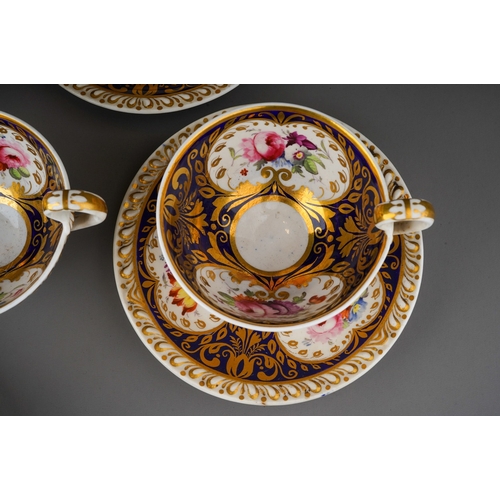 669 - An early 19th Century part tea set to include: five teacups, two coffee cups, five saucers and slope... 