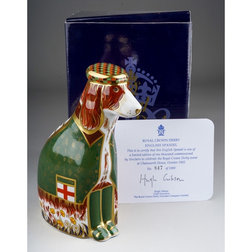 677 - A boxed Royal Crown Derby limited edition English Spaniel paperweight, specially commissioned by Sin... 