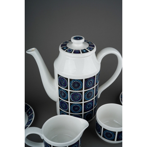 687 - A Midwinter Madeira pattern fifteen piece coffee set, comprising coffee pot and cover, cream jug, su... 