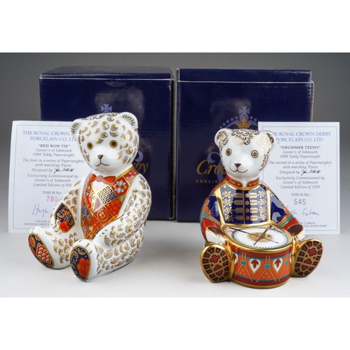 698 - Two boxed Royal Crown Derby limited edition Teddy Bear paperweights, both commissioned by Govier's o... 