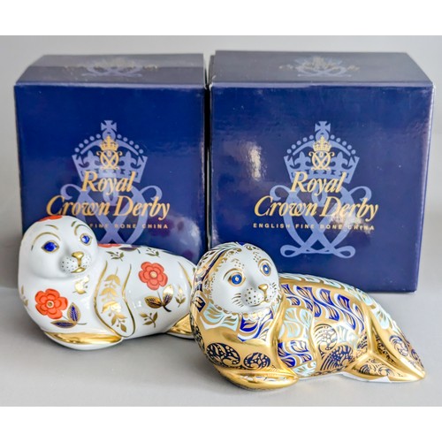 701 - Two boxed Royal Crown Derby paperweights, comprising a limited edition Harbour Seal, no.483/ 4500, s... 