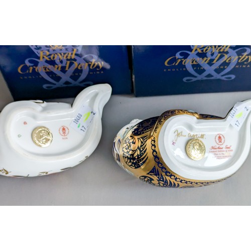 701 - Two boxed Royal Crown Derby paperweights, comprising a limited edition Harbour Seal, no.483/ 4500, s... 