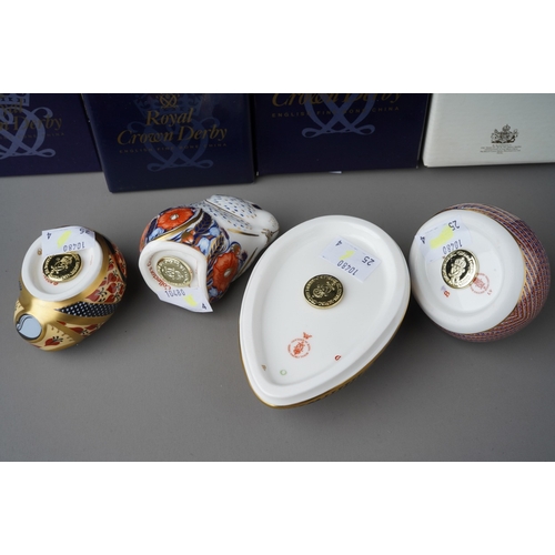 718 - Four boxed Royal Crown Derby mouse paperweights, comprising Computer Mouse, Dormouse, Country Mouse ... 