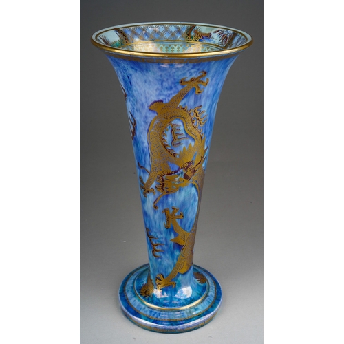 727 - Wedgwood Fairyland Celestial Dragon Trumpet vase, marked to base, approx. 24.5 cm tall