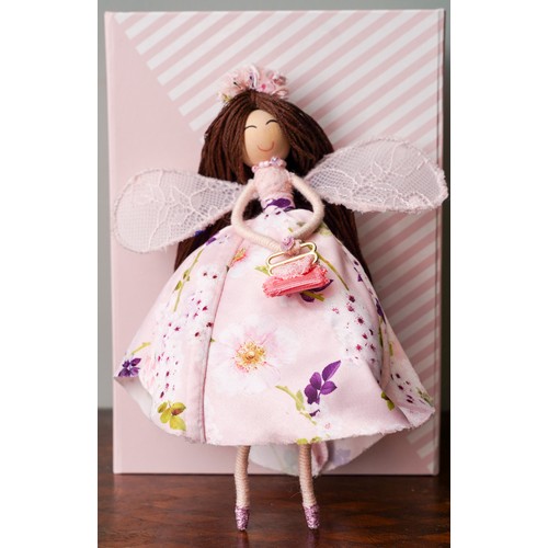 735 - A Fairy made from the fabric of Lisa Snowdon's Pink Bra, bra strap & additional materials. Approx si... 