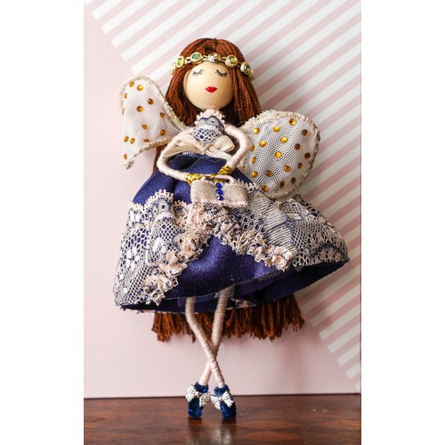 746 - A Fairy made from the fabric of Lorraine Kelly’s bra & additional materials. Approx size H 16 cm x W... 