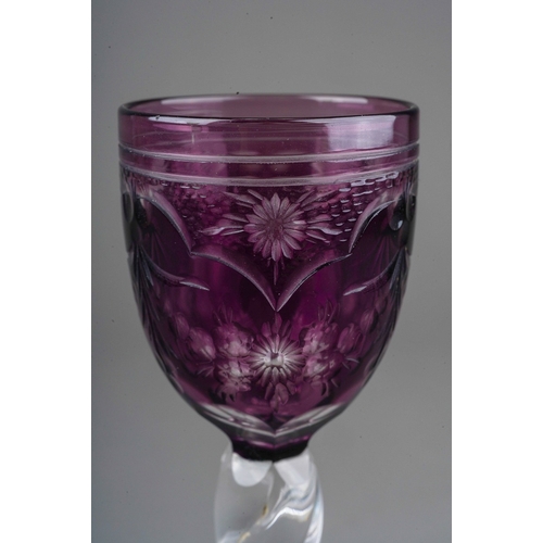 791 - A Stevens & Willliams Dessert Glass Purple Crystal Overlay, 14cm high