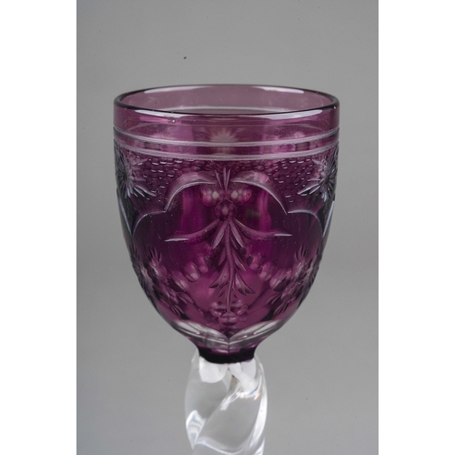 791 - A Stevens & Willliams Dessert Glass Purple Crystal Overlay, 14cm high