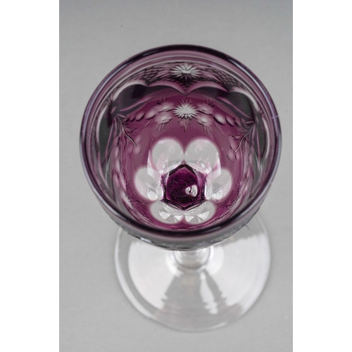 791 - A Stevens & Willliams Dessert Glass Purple Crystal Overlay, 14cm high