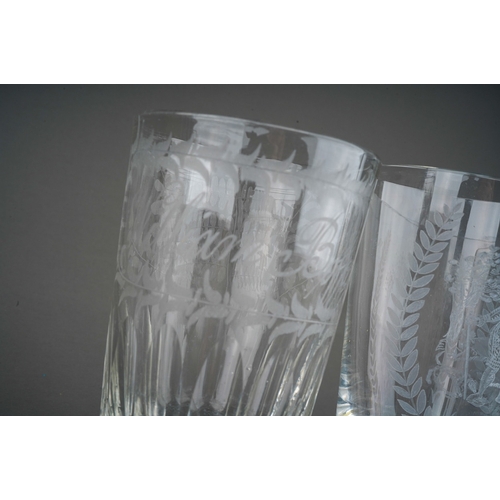 803 - A late 19th Century tumbler belonging to William Boffey, etched with ferns together with a Modern tu... 