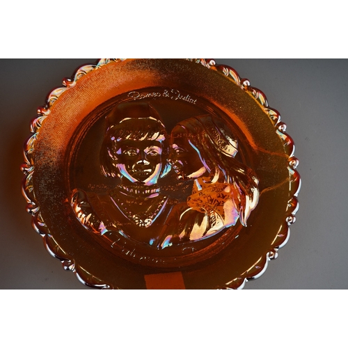 826 - Two 20th century American orange Carnival glass pieces from the Fenton factory, comprising a wavy ri... 