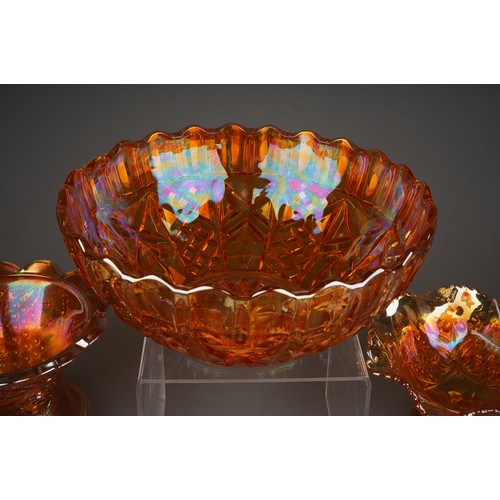 831 - Nine pieces of early 20th century American and European carnival glass, including pieces by Northwoo... 