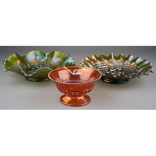 834 - Three pieces of early 20th century American Carnival glass from the Northwood factory, comprising a ... 