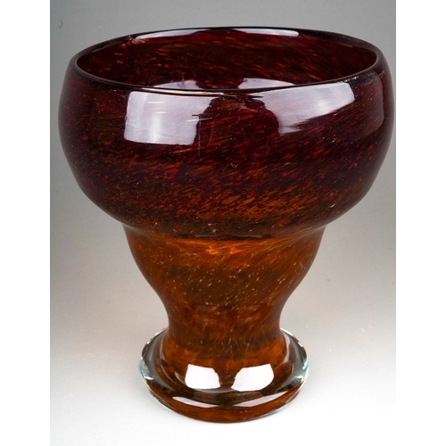 838 - Monart style brown  glass vase. approx 19 cm tall