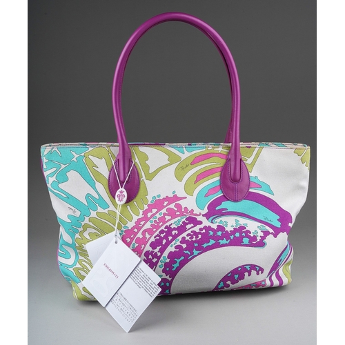 843 - Emilio Pucci Fuilio purple leather and canvas tote, with labels (1)