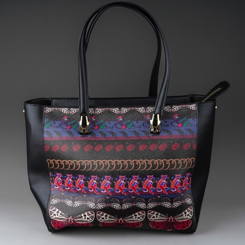 848 - Robert Cavalli Class leatherette crazy print shoulder bag, the print with monkeys, moths, flowers et... 