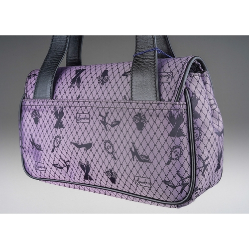 849 - Lulu Guinness: a Small Mary purple fishnet jacquard shoulder bag with leatherette straps, label pres... 