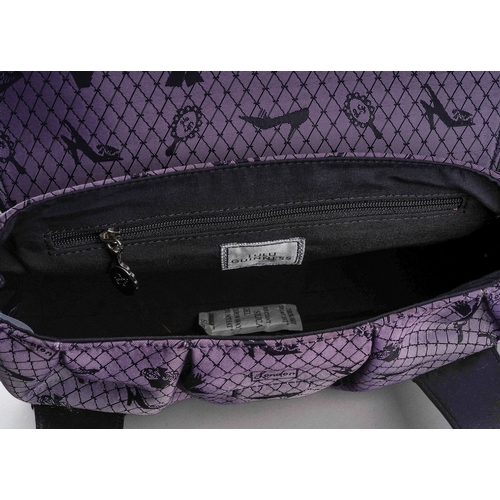 849 - Lulu Guinness: a Small Mary purple fishnet jacquard shoulder bag with leatherette straps, label pres... 