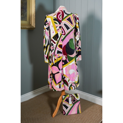 854 - Emilio Pucci Velvet Overcoat UK Size 10 and matching chord bag