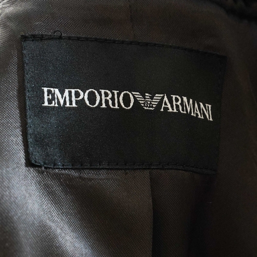 858 - Emporio Armani Swing Coat Taupe wool boucle with velvet trim peter pan style collar, size 42 (1)