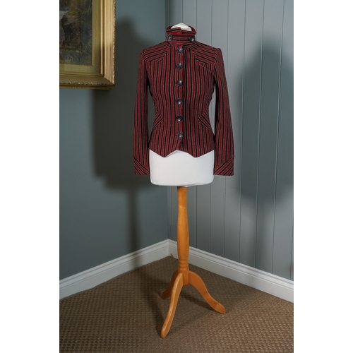 862 - Diane Von Furstenberg pure wool military style jacket, brown and red stripes pattern, size US 8 (UK ... 