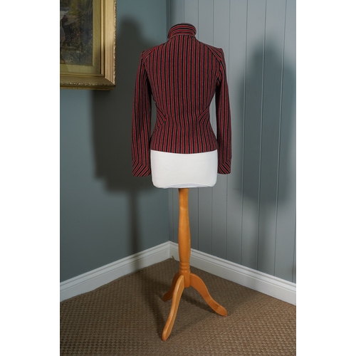 862 - Diane Von Furstenberg pure wool military style jacket, brown and red stripes pattern, size US 8 (UK ... 