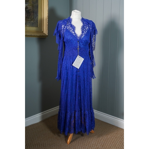 863 - Koche x Pucci Royal Blue floral lace full length dress and sleeves, UK Size 12, with slip (some labe... 