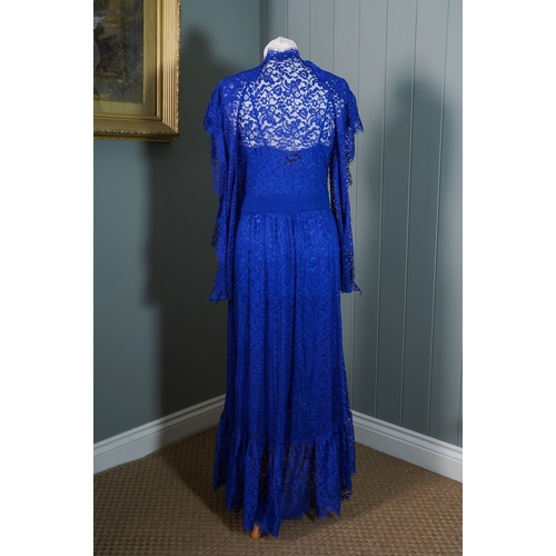 863 - Koche x Pucci Royal Blue floral lace full length dress and sleeves, UK Size 12, with slip (some labe... 