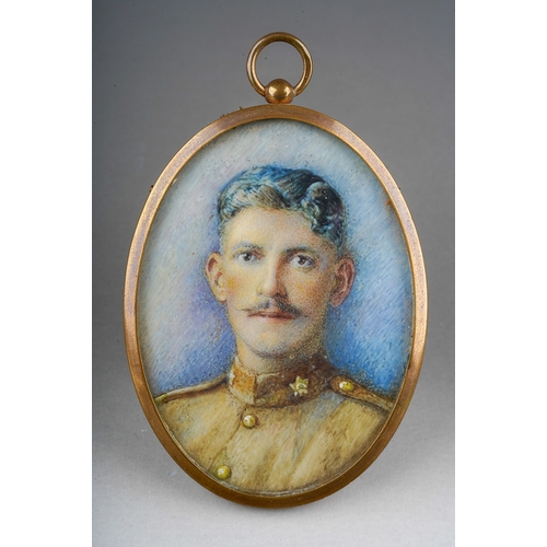 874 - An early 20th Century portrait miniature of WWI Canadian Infantry Officer possibly the Royal Newfoun... 