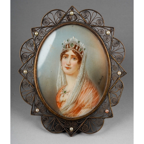 877 - Early 20th Century French School portrait miniature of Josephine de Beauharnais (Les Trois-Ilets, 17... 