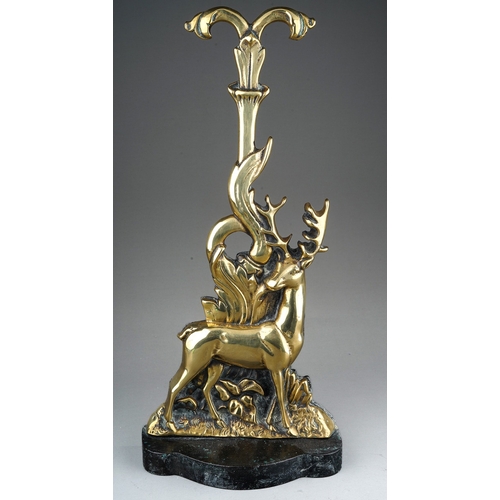 883 - A brass Coalbrookedale style Stag doorstop on granite mount, approx 40.5cm high