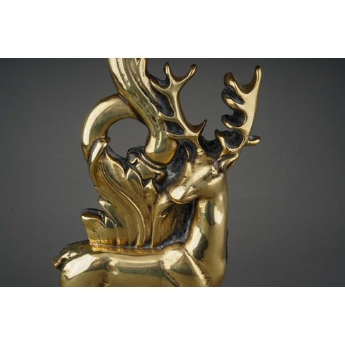 883 - A brass Coalbrookedale style Stag doorstop on granite mount, approx 40.5cm high