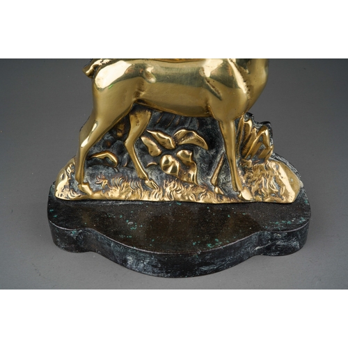 883 - A brass Coalbrookedale style Stag doorstop on granite mount, approx 40.5cm high